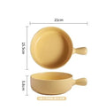 Axyaa Ceramic Noodle Bowl with Handle, Personal Tableware, Soup Plate