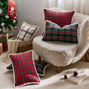 Axyaa Christmas Plain Throw Pillowcase Cojines Red Green Home Decor