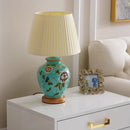 Axyaa Ceramic Flower Bird Table Lamp with Fabric Lampshade - LED Floor Light for Living Room and Bedroom