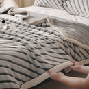 Axyaa Cozy Striped Flannel Throw Blanket - Ultra Soft Milk Velvet Plush Bedspread