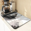 Axyaa Black Cat Kitchen Drying Mat - Quick Dry Drain Pad for Coffee & Dishes
