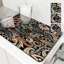 Axyaa Paisley Absorbent Drying Mat for Kitchen Table Cup Dry Coffee Mat
