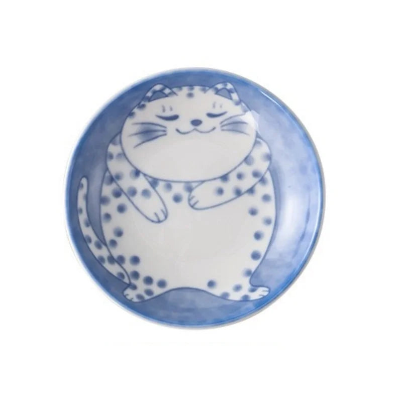 Axyaa Cartoon Cat Ceramic Dipping Sauce Dish for Home Dining Table