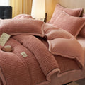 Axyaa Winter Fleece Jacquard Bedding Set: Duvet Cover, Flannel Flat Sheet, Pillowcase