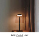 Axyaa Amber Glass Mushroom Table Lamp Luxury Minimalist Desk Nightstand Office Clear Glass