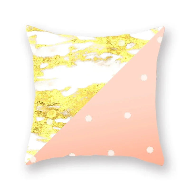 Geometric Marble Print Cushion Cover 45x45cm for Home Decor by Axyaa
