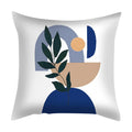 Axyaa Blue Daisy Geometric Flower Leaf Pillow Cover Square Decorative Cushion Cover