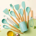 Axyaa 12-Piece Silicone Kitchen Utensil Set with PP Handle and Storage Bucket