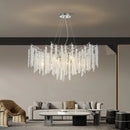 Axyaa Chrome Crystal LED Pendant Lights for Dining Living Kitchen Bedroom Chandeliers