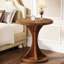 Axyaa Round Wood End Table: Mid-Century Side Table for Living Room & Bedroom