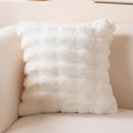 Axyaa Coffee/White Plush Cushion Cover 18x18inch Soft Decorative Pillow for Couch