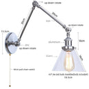 Axyaa Chrome Industrial Swing Arm Wall Sconce Clear Glass Lamparas De Pared