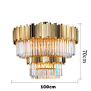 Axyaa Postmodern Crystal LED Chandelier in Silver/Gold Stainless Steel