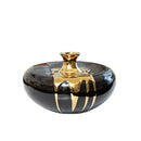 Axyaa Black Gold Ceramic Vase Modern Floral Decor Crafts Glaze Porcelain Flowers Pot