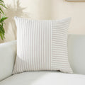 Axyaa Farmhouse Patchwork Beige Pillow Covers Set
