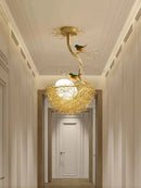 Axyaa Gold Nest Egg Glass Ball Chandelier for Living Room, Dining Room, Kitchen.