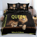 Axyaa Lions Print Duvet Set, Soft Bedding Set for Bedroom, 1 Duvet Cover + 1/2 Pillowcase