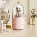 Axyaa 360 Rotating Clear Makeup Brush Holder with Lid and Dustproof Organizer