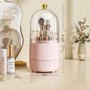 Axyaa 360 Rotating Clear Makeup Brush Holder with Lid and Dustproof Organizer