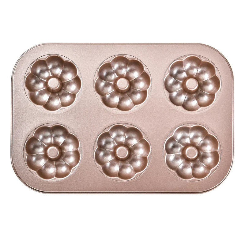 Axyaa 6 Hole Non-Stick Cake & Pastry Mould - Carbon Steel Baking Tray