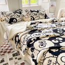 Axyaa Cartoon Print Dual Use Blanket in Milk Velvet & Cashmere for Winter and Spring