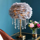 Nordic Feather Crystal Table Lamp by Axyaa - Luxury Bedroom Decor