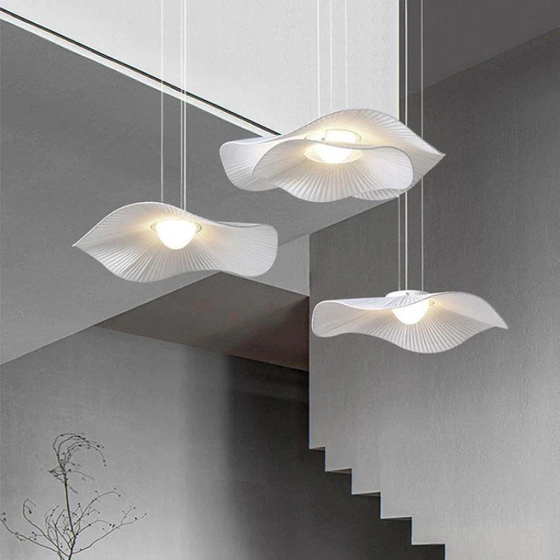 Axyaa White LED Fabric Pendant Lights for Dining Room