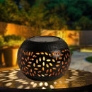 Axyaa Solar LED Elliptical Garden Lantern: Waterproof, Elegant Metal Design for Outdoor Patio.