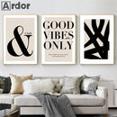 Axyaa Abstract Good Vibes Canvas Wall Art Print for Home Decor
