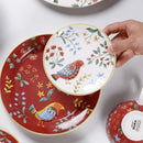 Axyaa Red Flower & Bird Ceramic Tableware Set