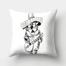 Axyaa Black & White Cat Pattern Cushion Cover for Living Room, Bedroom & Sofa