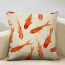 Axyaa Goldfish Linen Cushion Cover 45x45cm for Sofa, Living Room Decoration