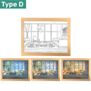 Axyaa LED Art Picture Table Light with Wood Frame Wall Decor Lamp