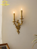 Axyaa French Retro Copper LED Wall Lamp Gold Lustre Modern Light Fixtures