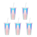 Axyaa 710ml Holographic Straw Party Cup - Single Layer Food Grade Plastic Cup