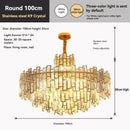 Axyaa Modern Crystal Chandelier Golden Ceiling Light for Bedroom, Living Room, Dining Room