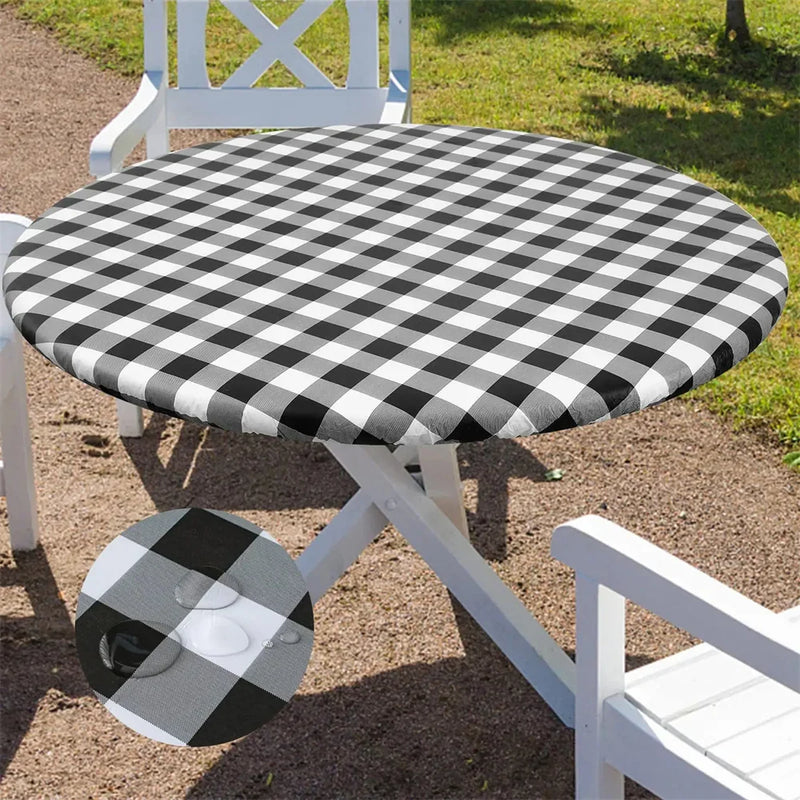 Axyaa Waterproof Elastic Round Tablecloth for Home Decoration and Parties