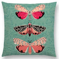 Axyaa Bird-Floral Teacup & Lepidoptera Cushion Cover for Decor & Sofa