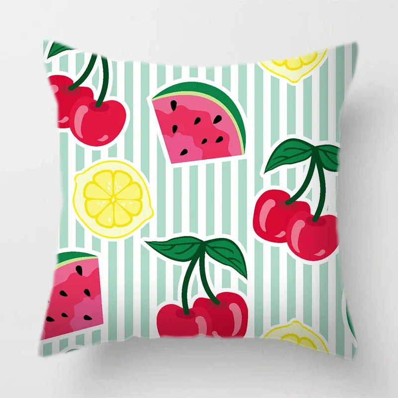 Axyaa Tropical Fruits Cushion Cover Watermelon Pineapple Decorative Pillow Case