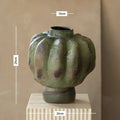 Axyaa Green Glazed Ceramic Vase Handmade Flower Arrangement Art Vases Ornament