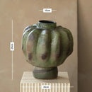 Axyaa Green Glazed Ceramic Vase Handmade Flower Arrangement Art Vases Ornament
