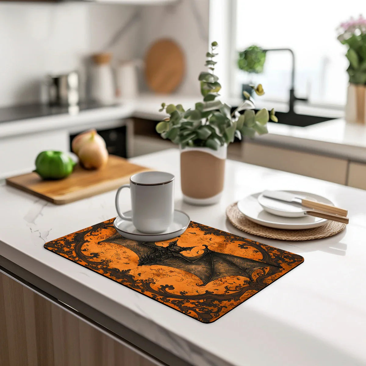 Axyaa Halloween Bat Kitchen Dish Mat Axyaa Halloween Bat Kitchen Dish