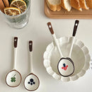 Axyaa Ceramic Kawaii Soup Spoon with Long Handle - Hand Painted Dessert Spoon
