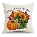 Axyaa Thanksgiving Pumpkin Maple Leaves Linen Cushion Cover for Home Decor