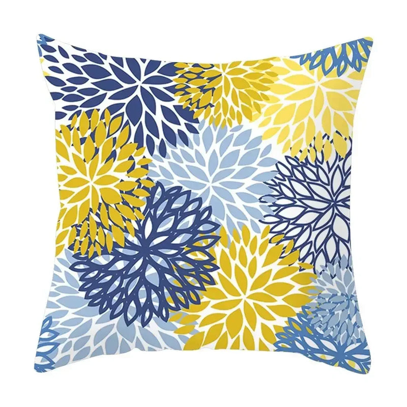 Axyaa Yellow Floral Geometric Pillowcase for Home Decor