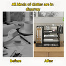 Metal Mesh Desk Organizer 4-Tier with Sliding Drawer, Letter Tray & Pen Holder by Axyaa