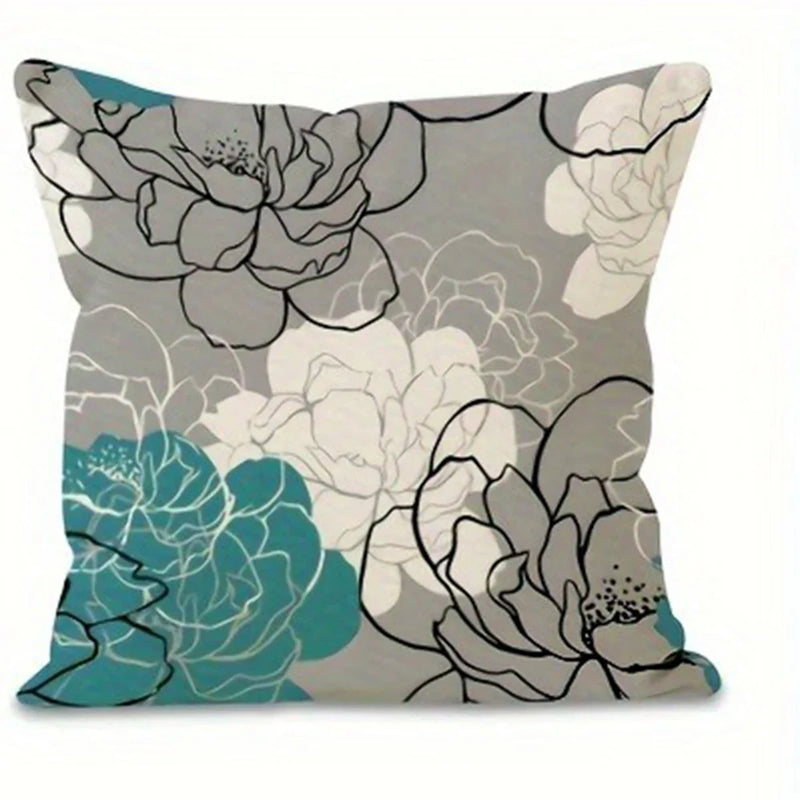 Axyaa Blue Gray Floral Pattern Printing Pillowcase - Fashionable Home Furnishing