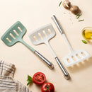 Silicone Wide Spatula with Wooden Handle by Axyaa - Non-Stick Cooking Tool