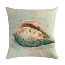 Axyaa Marine Life Linen Pillowcase: Fashion Conch Starfish Shell Sofa Decor Cover