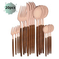 Axyaa Stainless Steel Cutlery Set with Wooden Handle Clamp